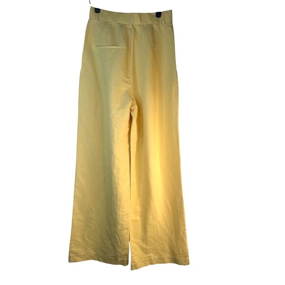 2/$30 ZARA XS Yellow High Rise Wide-Leg Linen & Cotton Blend Pants - Picture 3 of 16